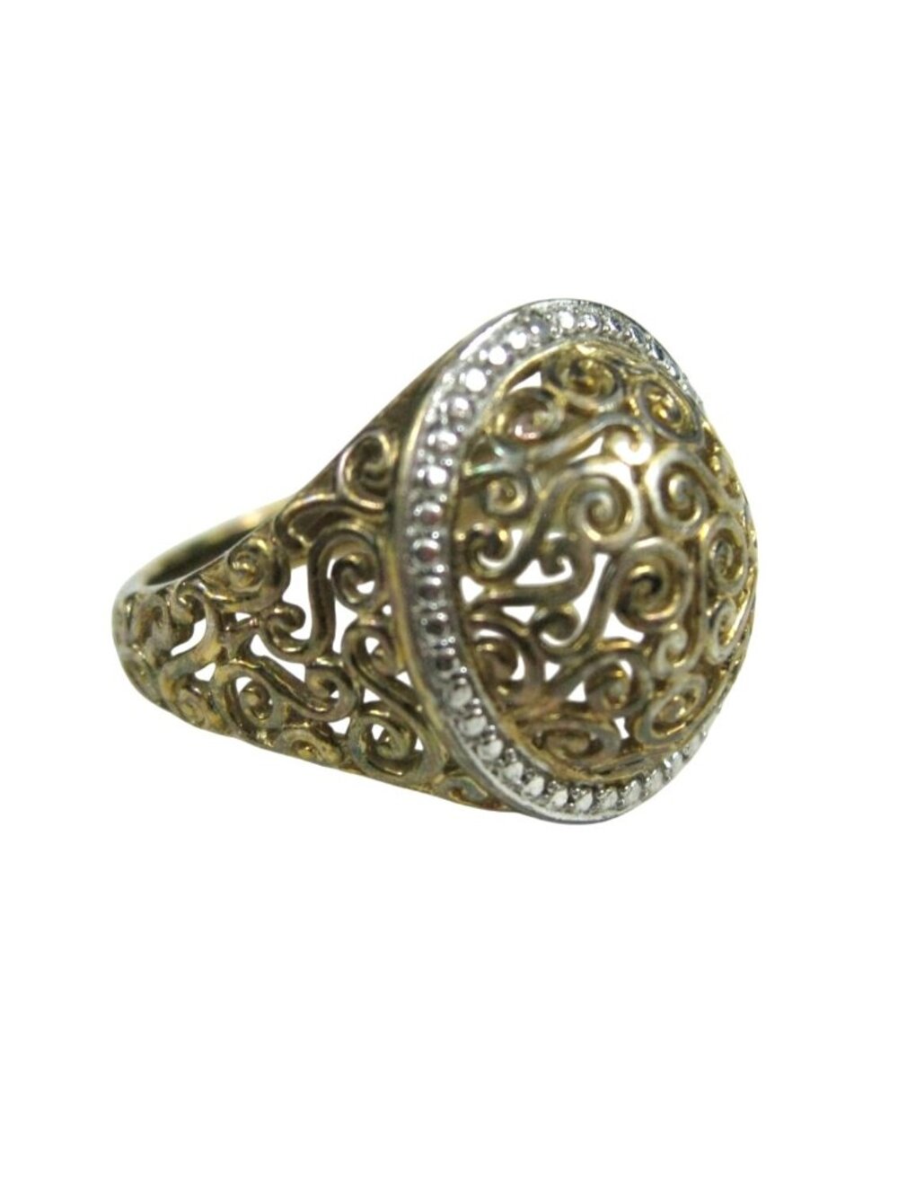 PAJ Sterling Silver 925 Vermeil Filigree Ring Size 8 Dome China